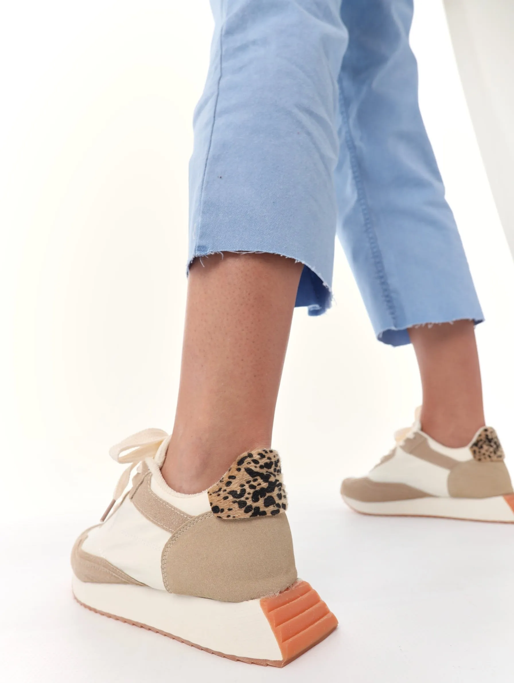 Ladies Sleek Multi-Fabric Sneaker