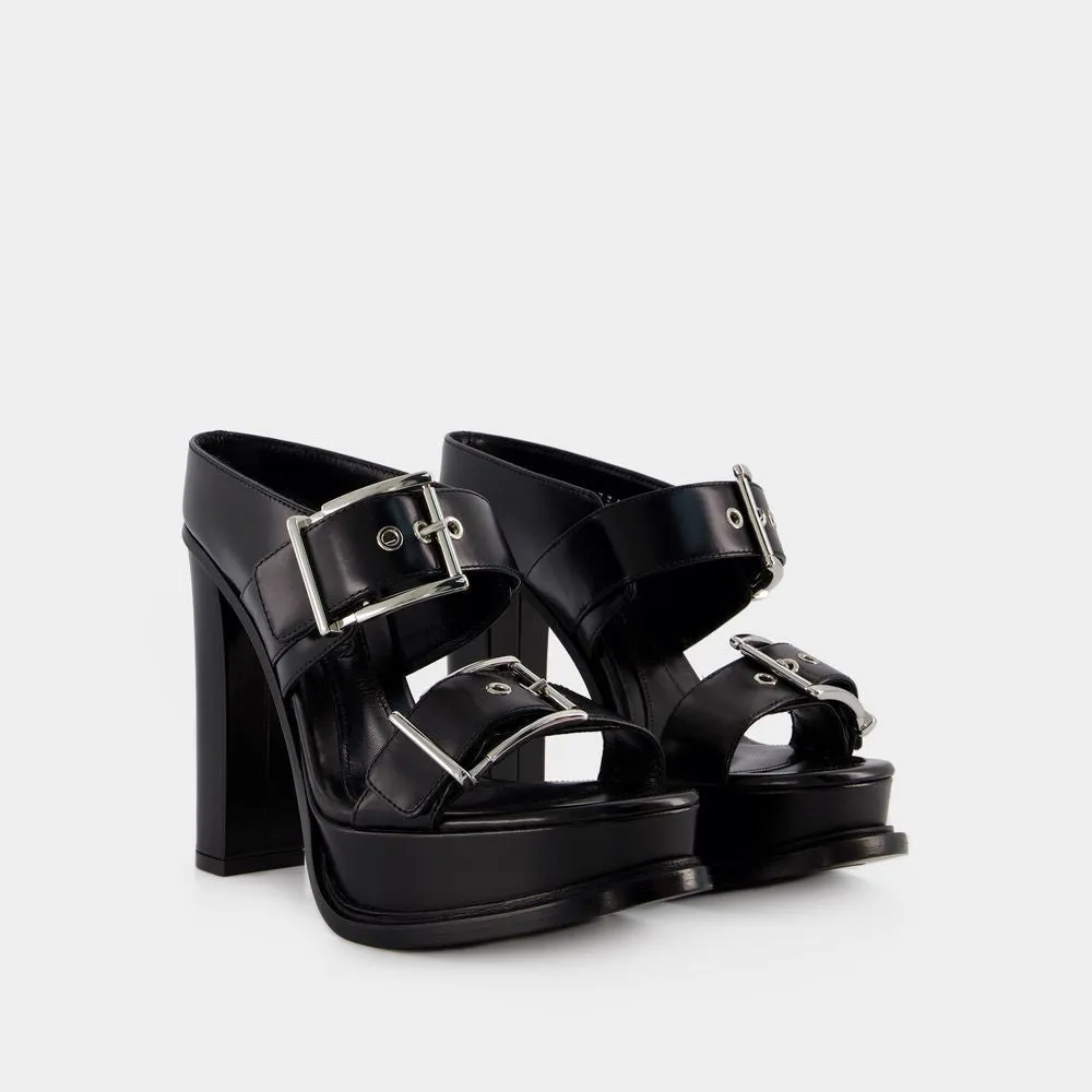 Leath S.Leath Sandals - Leather - Black/Silver