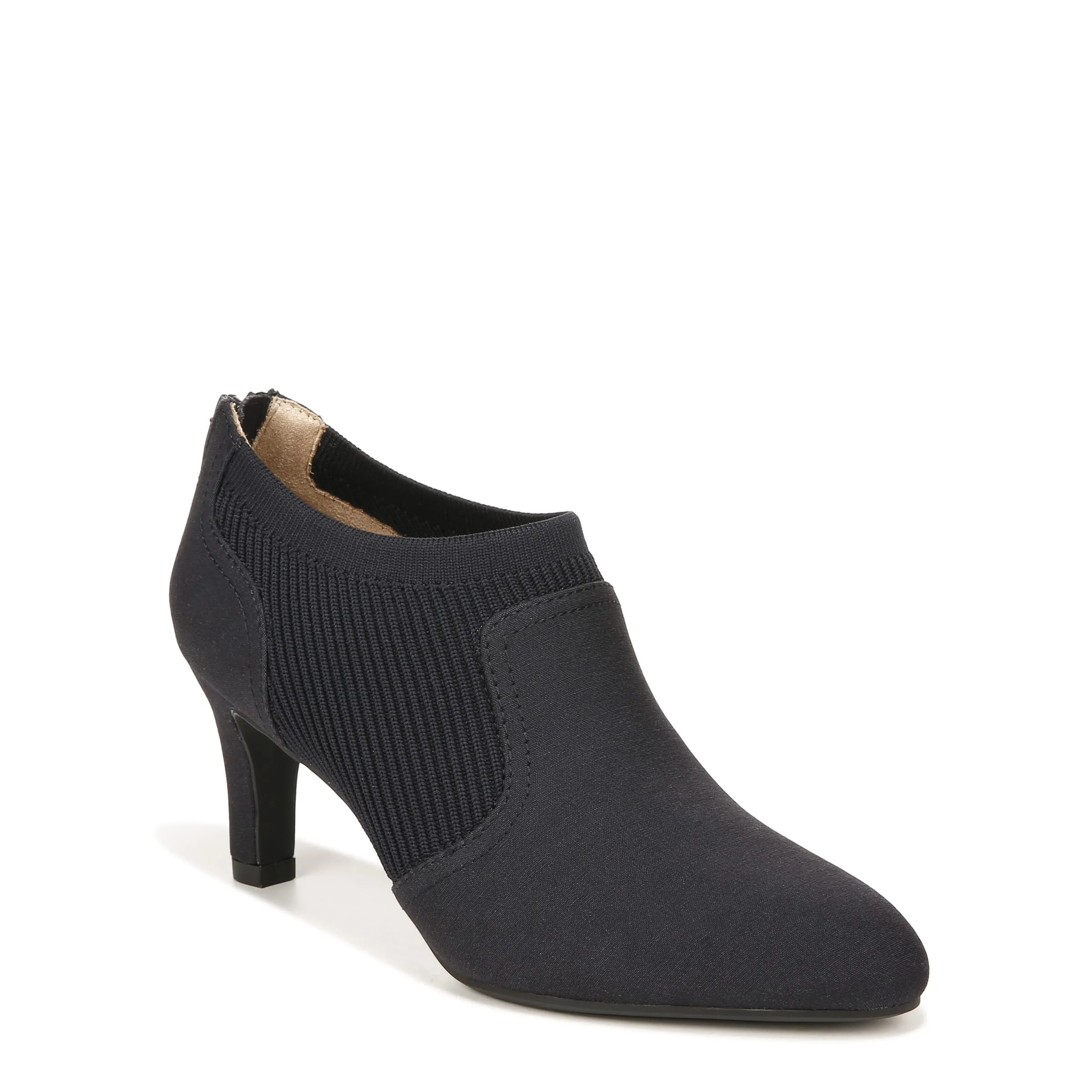LifeStride Womens Gia Slip On Heeled Booties Lux Navy 8.5 W