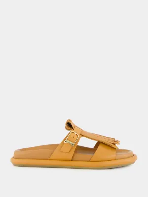 Light Brown Dahlia Flat Leather Sandals