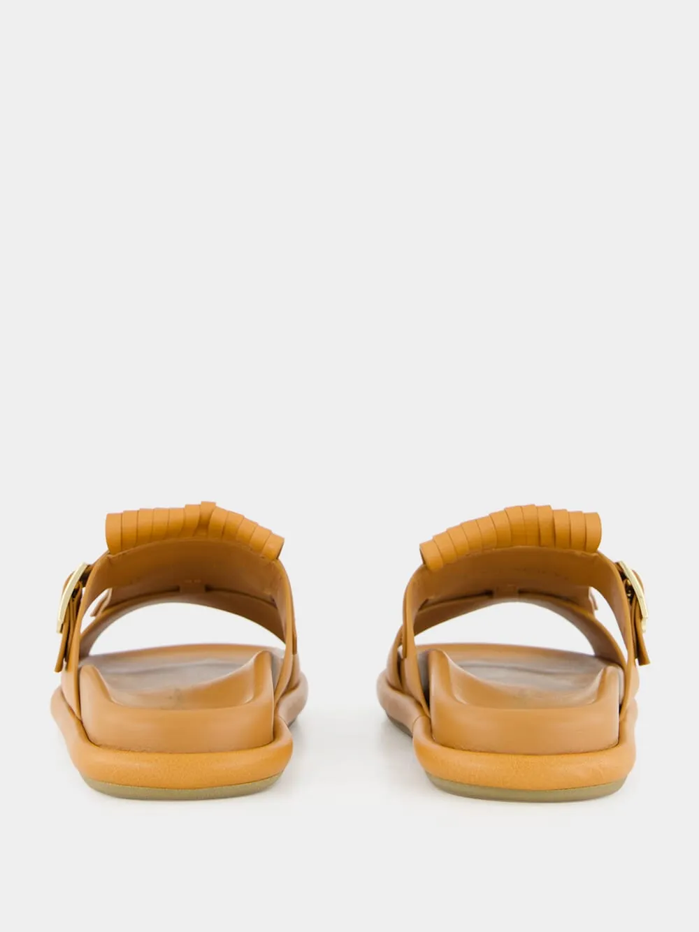 Light Brown Dahlia Flat Leather Sandals
