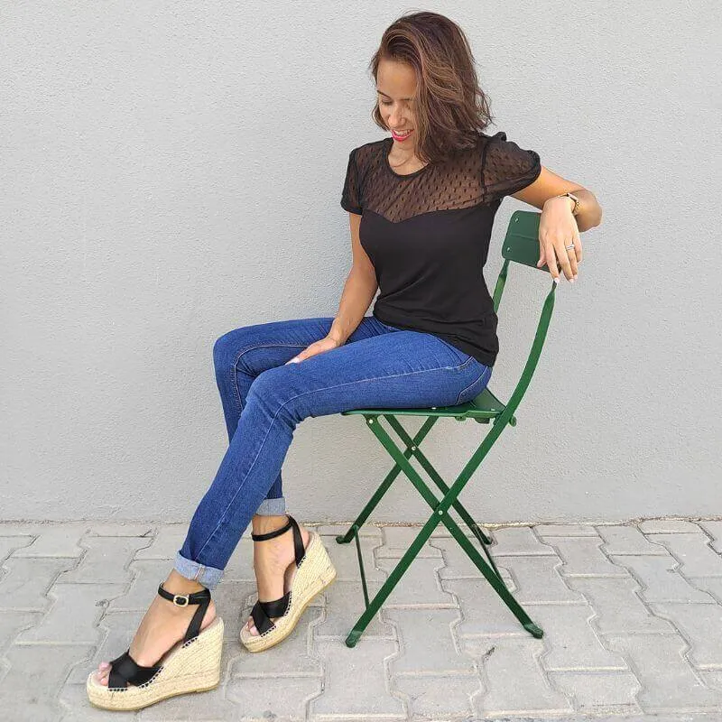 Lucia Espadrille Wedge in Midnight