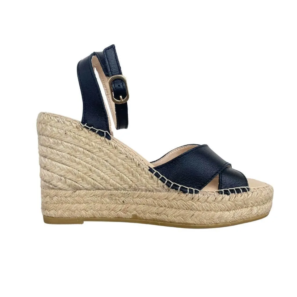 Lucia Espadrille Wedge in Midnight