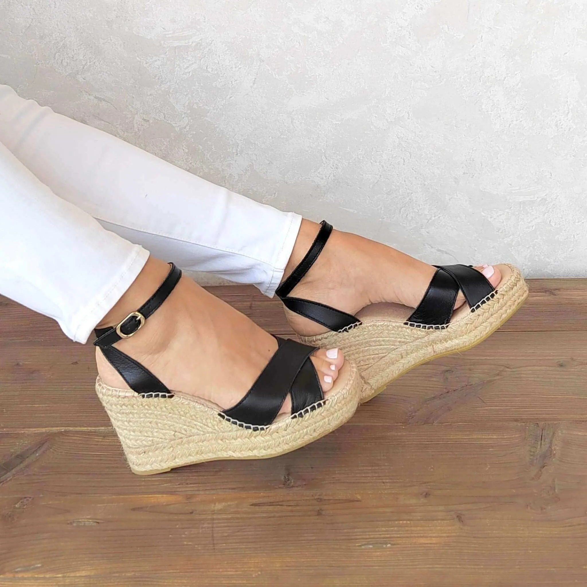 Lucia Espadrille Wedge in Midnight