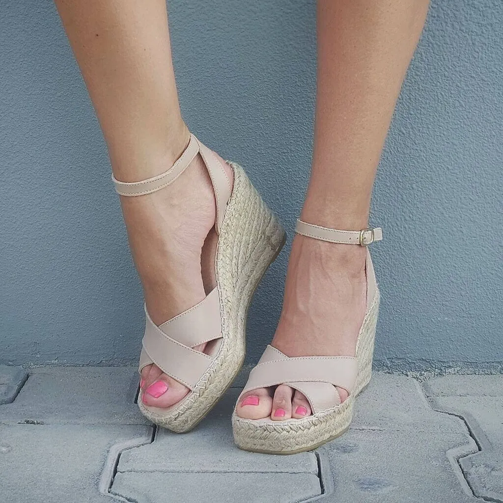 Lucia Espadrille Wedge in Sand