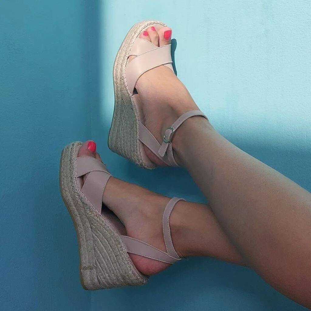 Lucia Espadrille Wedge in Sand