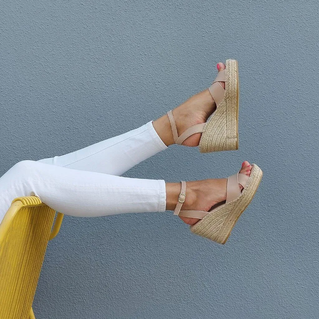 Lucia Espadrille Wedge in Sand