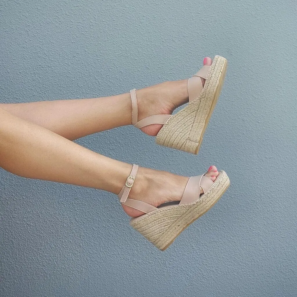 Lucia Espadrille Wedge in Sand