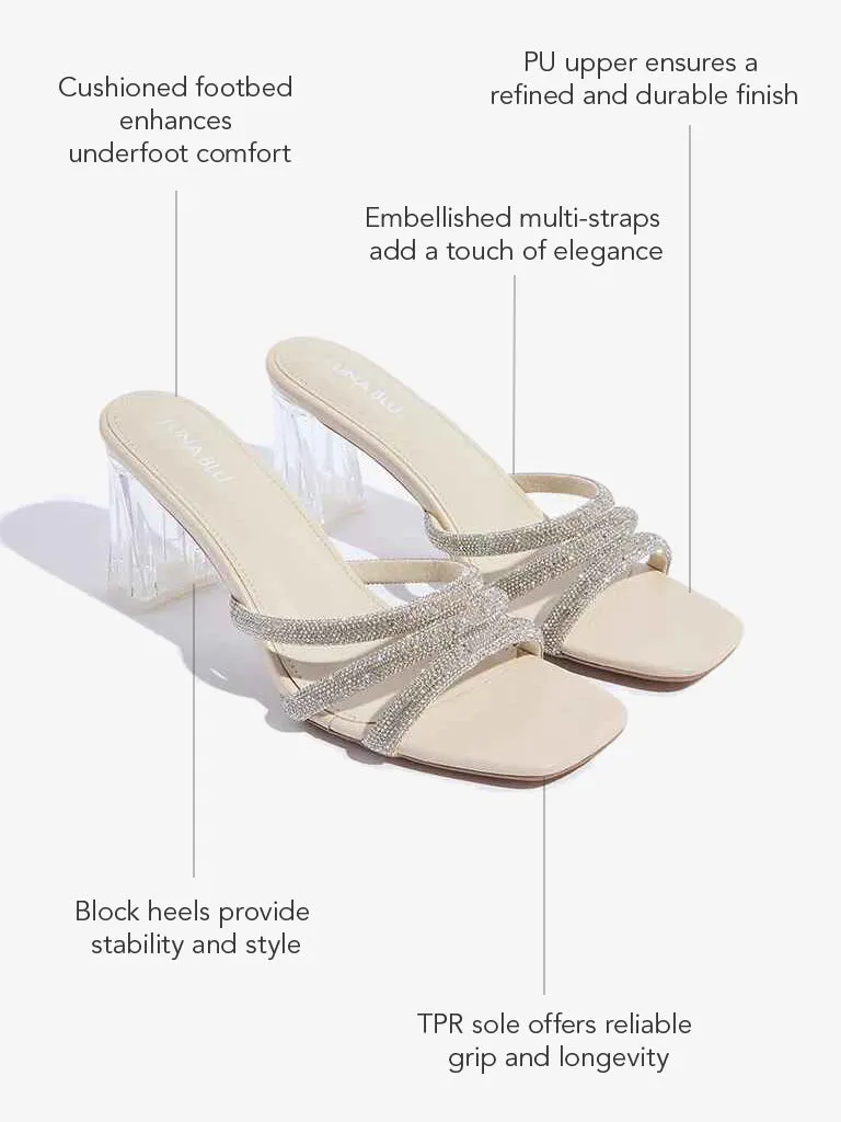 LUNA BLU Ivory Multi-Strap Heel Sandals