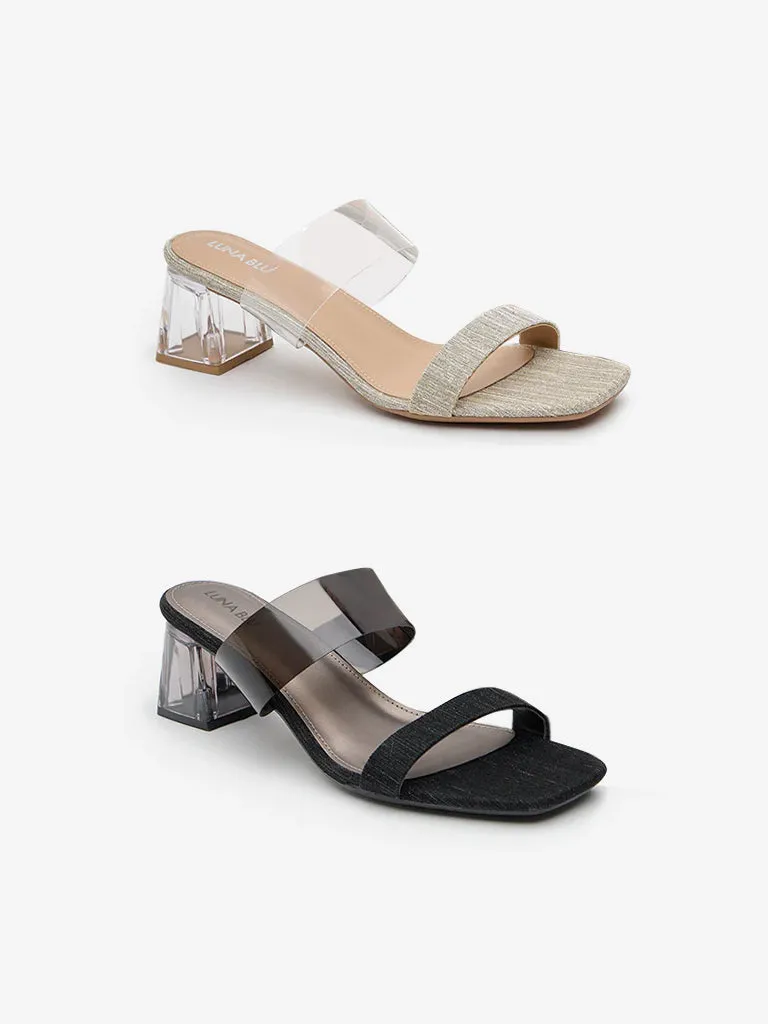 LUNA BLU Light Gold Vinyl Heel Sandals