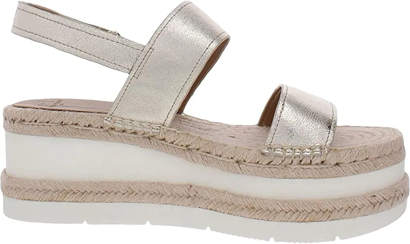 Marc Fisher LTD Womens Gallia Suede Slingback Wedge Sandals Gold 10 Medium (B,M)