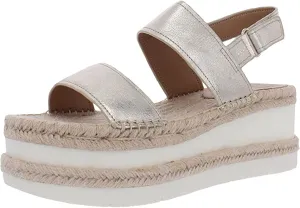 Marc Fisher LTD Womens Gallia Suede Slingback Wedge Sandals Gold 10 Medium (B,M)