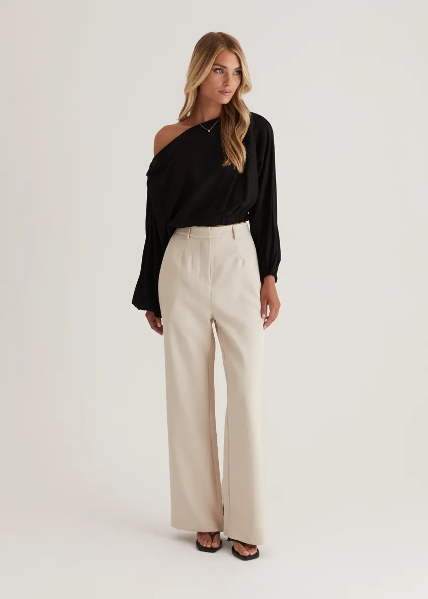 Marlowe Drop Shoulder Top - Black