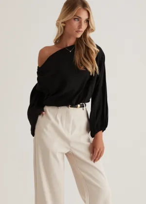 Marlowe Drop Shoulder Top - Black