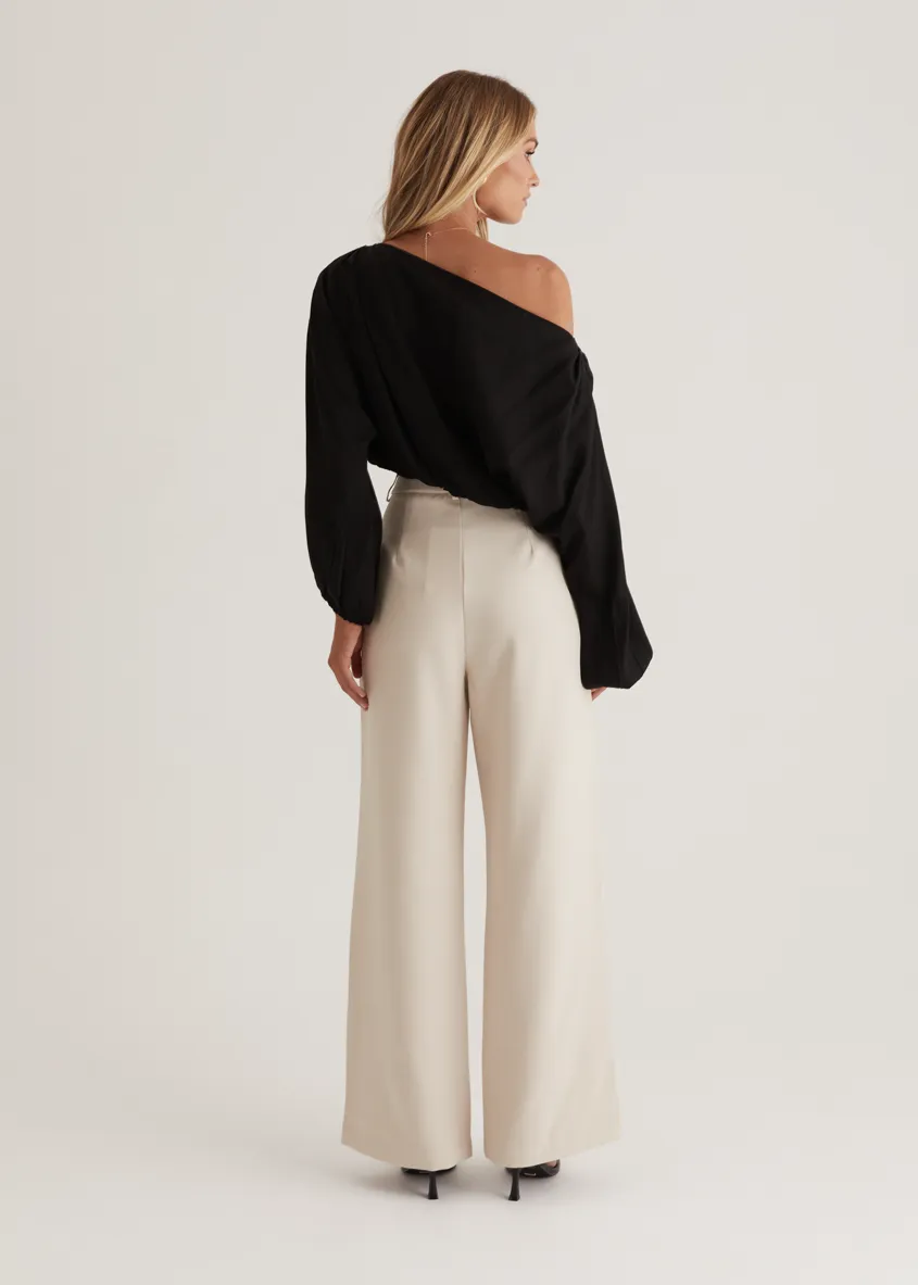 Marlowe Drop Shoulder Top - Black