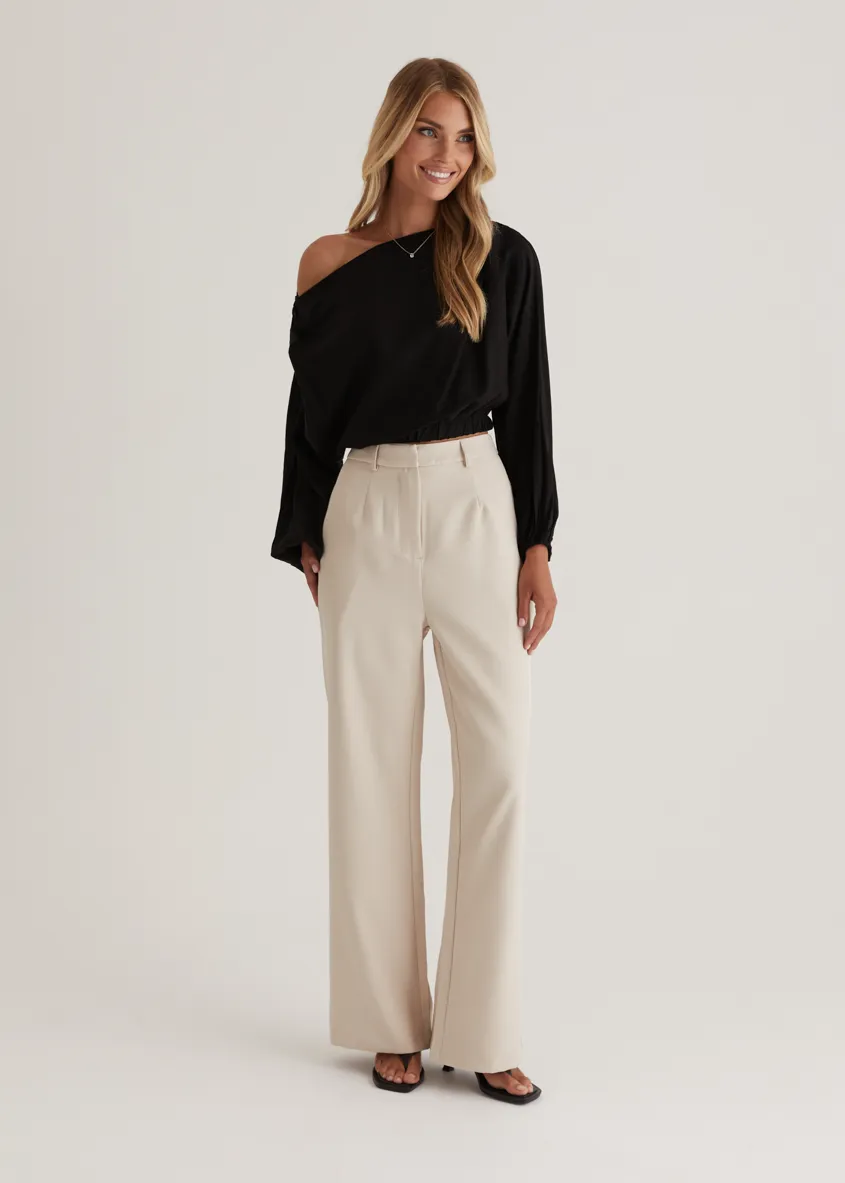 Marlowe Drop Shoulder Top - Black