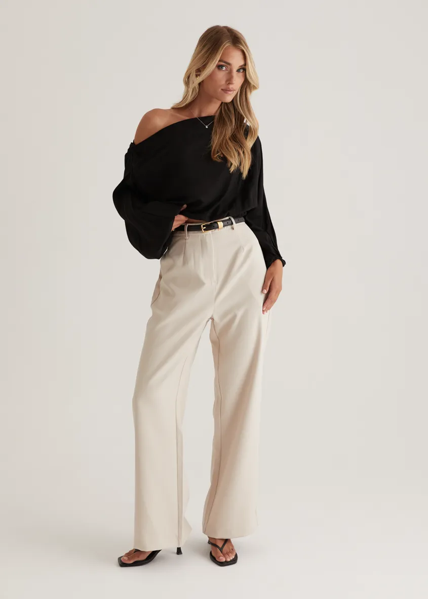 Marlowe Drop Shoulder Top - Black