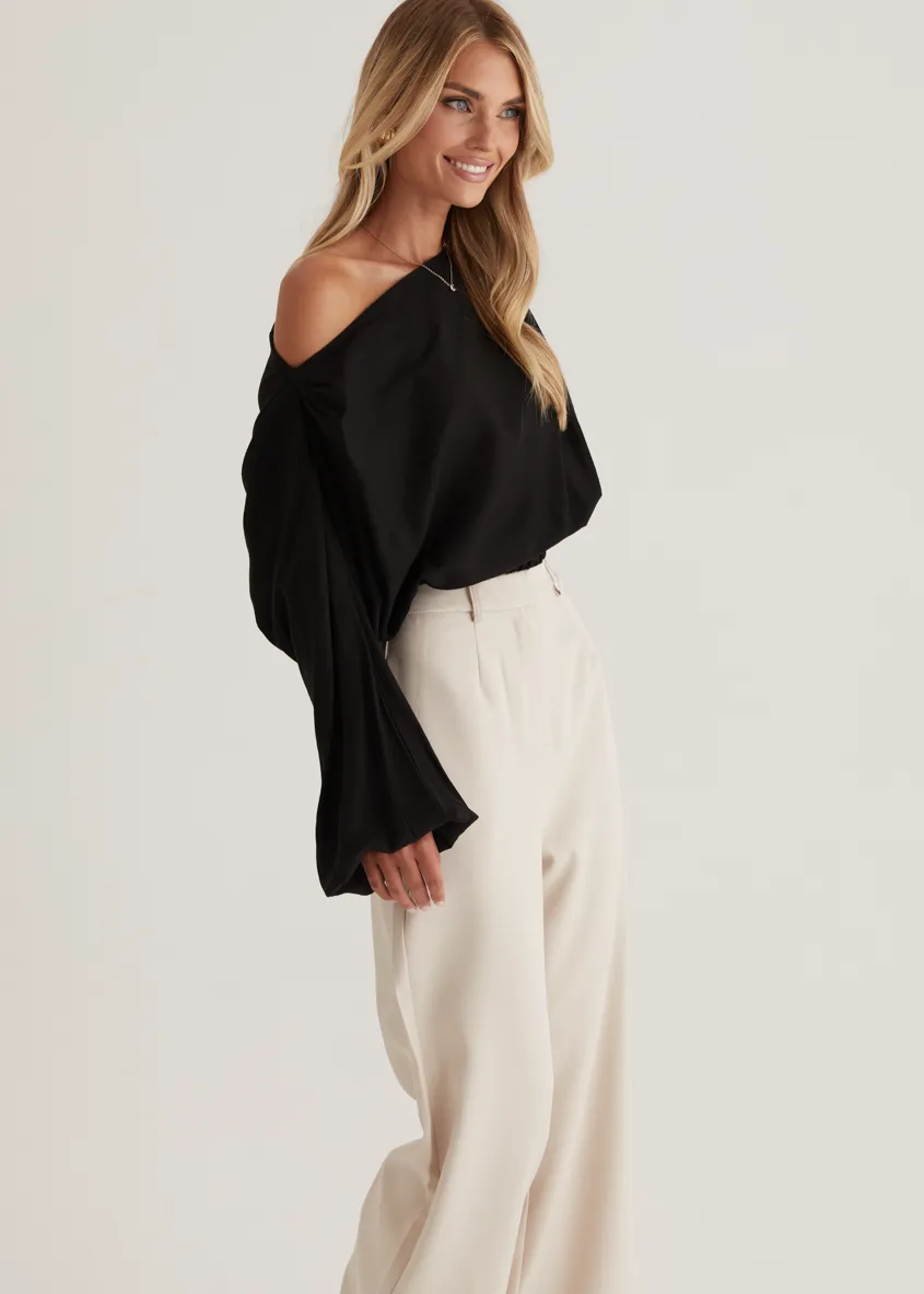 Marlowe Drop Shoulder Top - Black