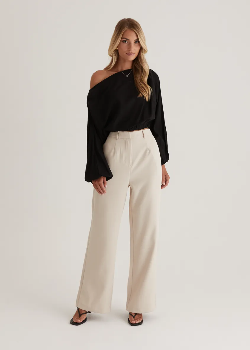 Marlowe Drop Shoulder Top - Black
