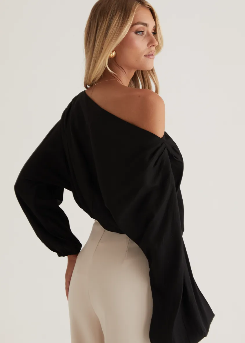 Marlowe Drop Shoulder Top - Black