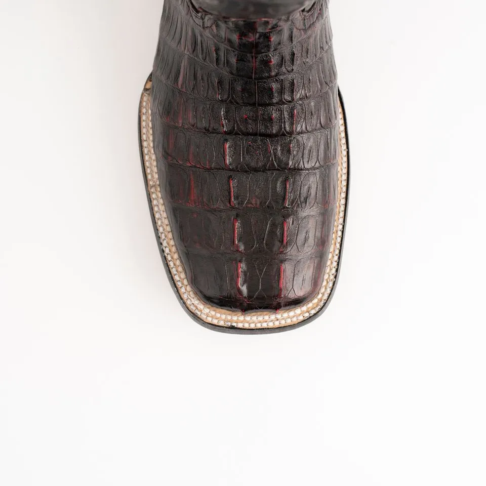 Men's Ferrini Dakota Caiman Hornback Boots Handcrafted Black Cherry