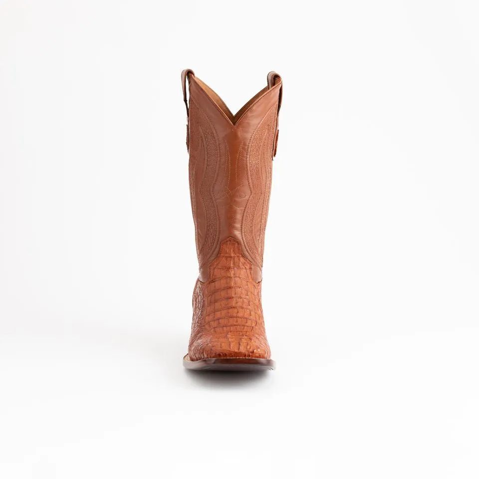 Men's Ferrini Dakota Caiman Hornback Boots Handcrafted Cognac