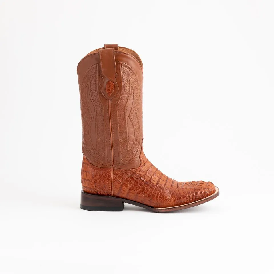 Men's Ferrini Dakota Caiman Hornback Boots Handcrafted Cognac