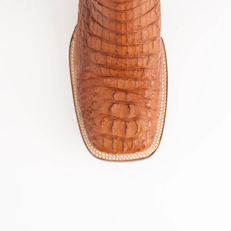 Men's Ferrini Dakota Caiman Hornback Boots Handcrafted Cognac