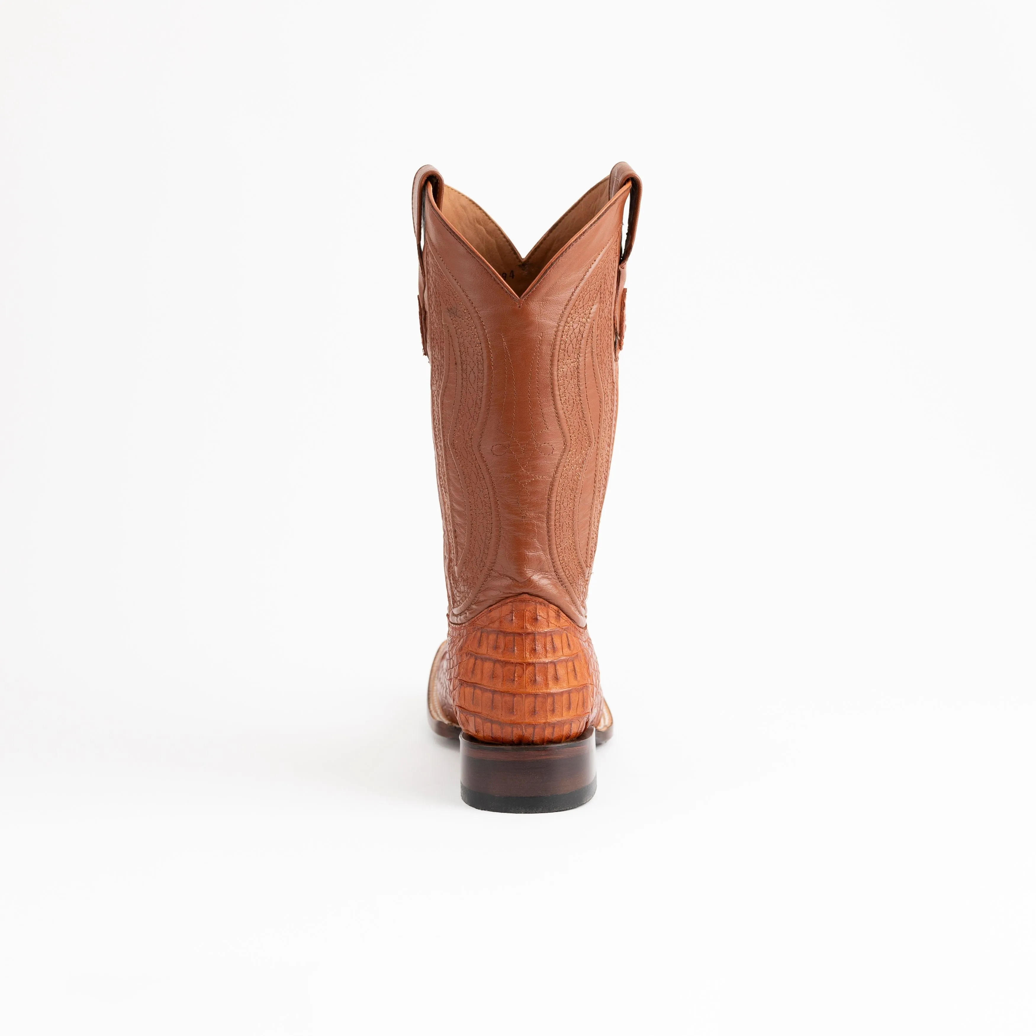 Men's Ferrini Dakota Caiman Hornback Boots Handcrafted Cognac