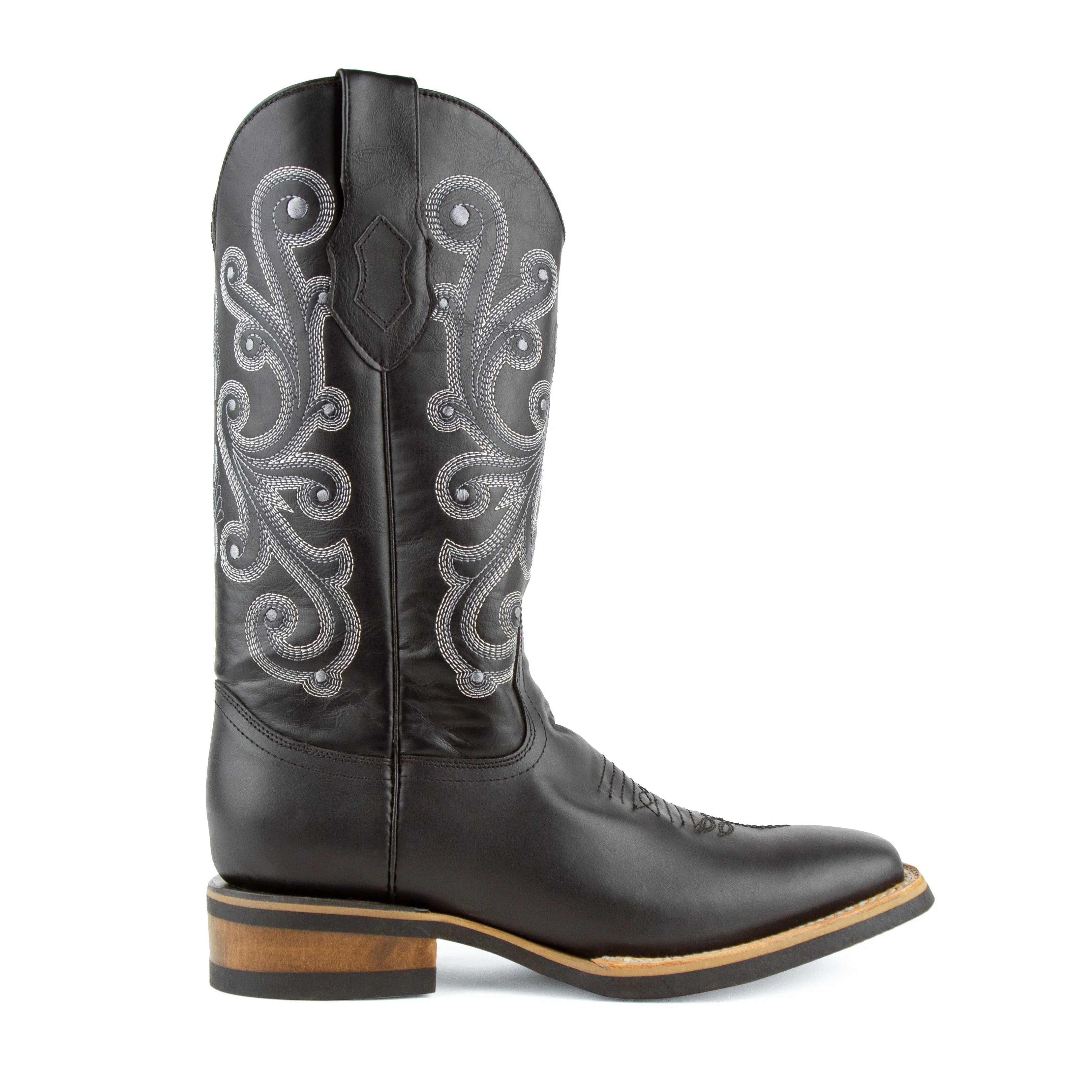 Men's Ferrini French Leather Boots Handcrafted Black