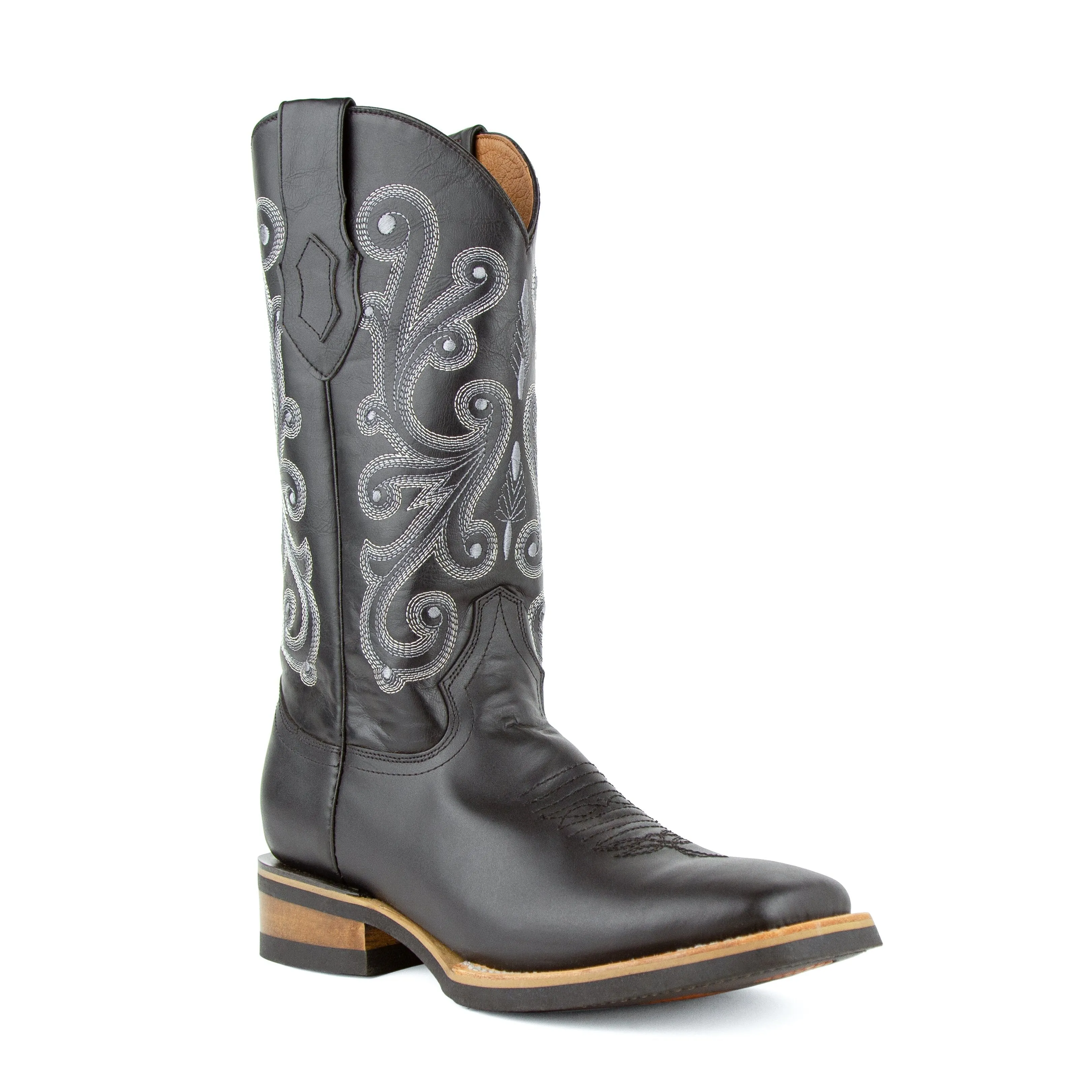 Men's Ferrini French Leather Boots Handcrafted Black