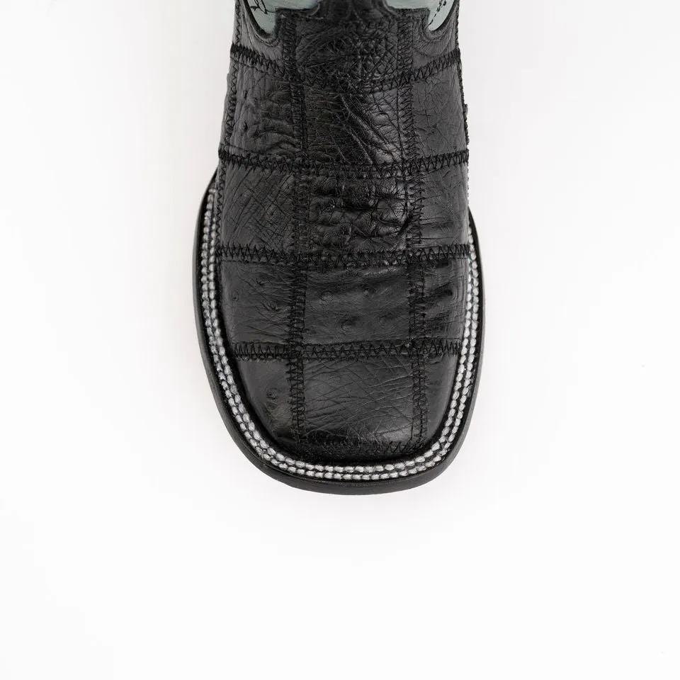 Men's Ferrini Pinto Ostrich Boots Handcrafted Black