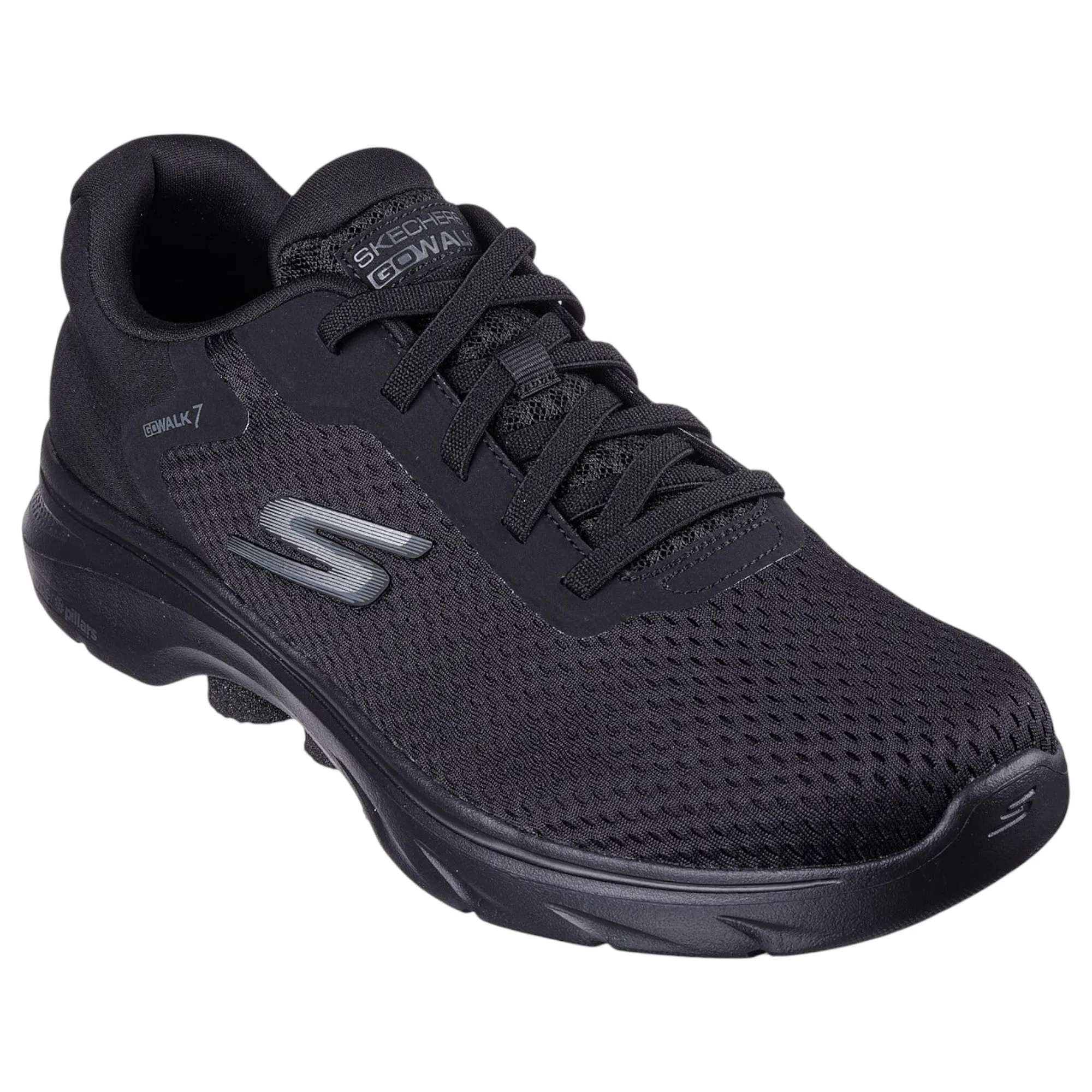 Mens Skechers Go Walk 7  Black/ Black Lace Up Sneaker Shoes