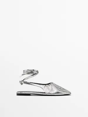 Metallic slingback ballet flats