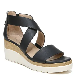 Naturalizer SOUL Women's Goodtimes Crisscross Strappy Wedge Sandal Black Smooth 7.5M