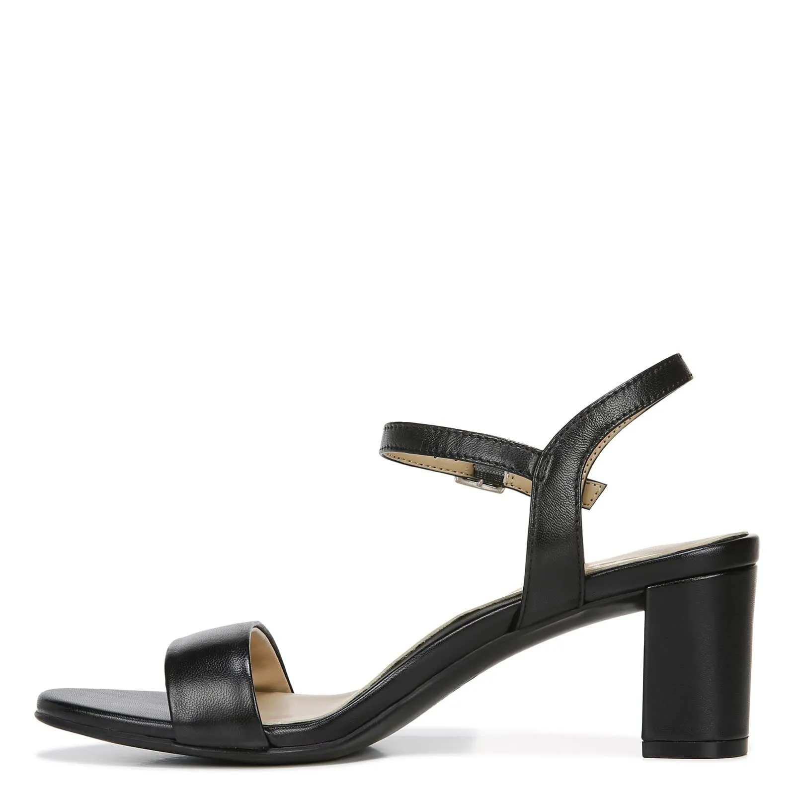 Naturalizer Womens Bristol Ankle Strap Chunky Block Heel Dress Sandal ,Black Smooth ,10W