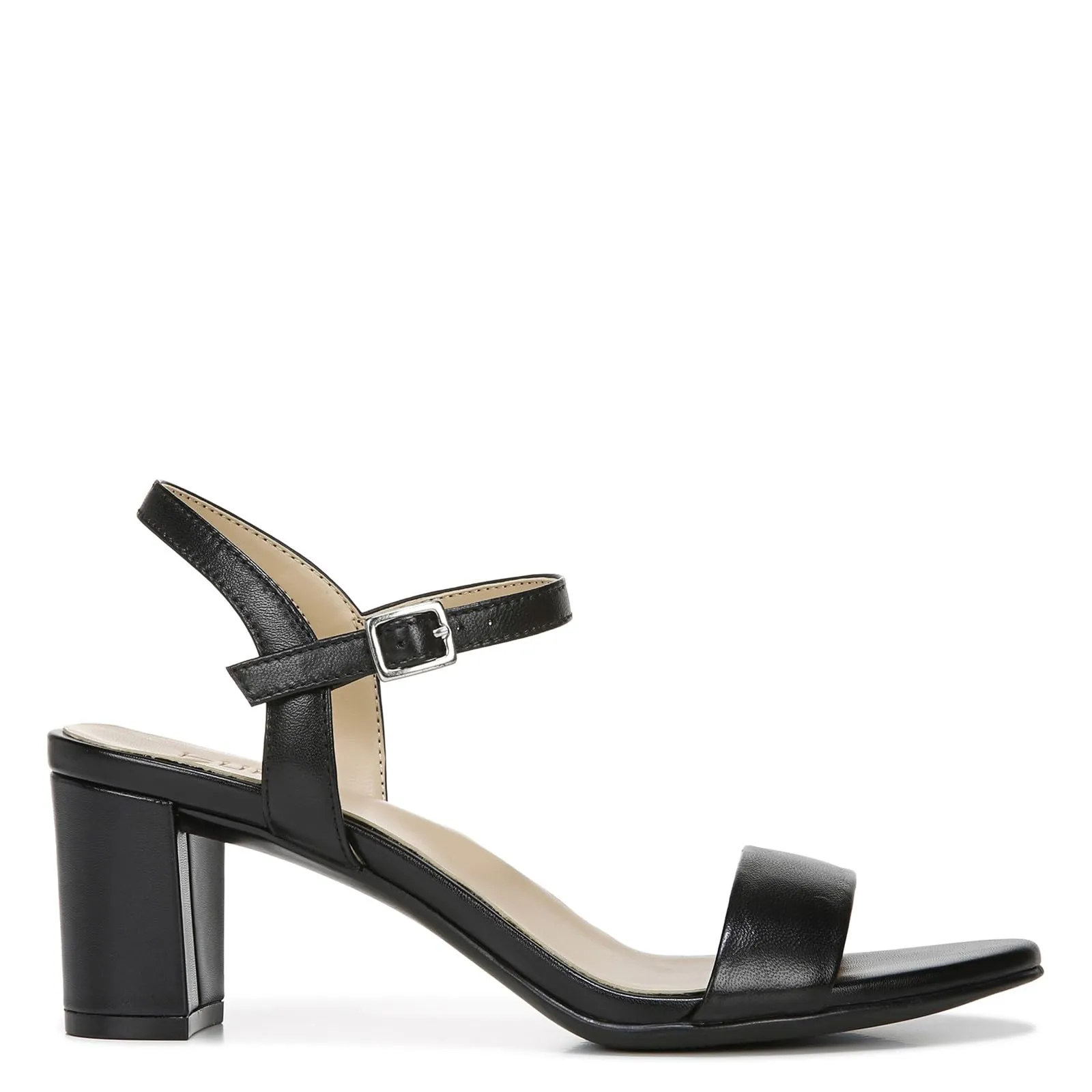 Naturalizer Womens Bristol Ankle Strap Chunky Block Heel Dress Sandal ,Black Smooth ,10W