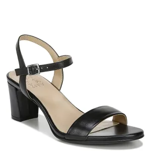 Naturalizer Womens Bristol Ankle Strap Chunky Block Heel Dress Sandal ,Black Smooth ,10W