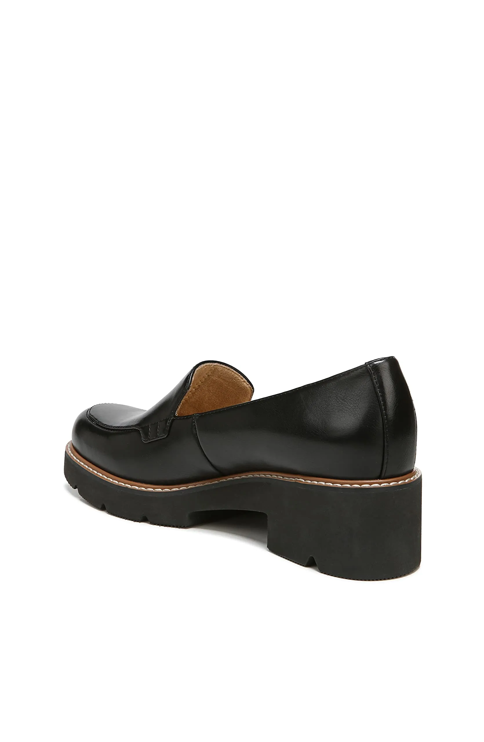 Naturalizer Womens Cabaret Slip On Lightweight Lug Heeled Loafer, Black Smooth, 7 M