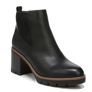 Naturalizer Womens Madalynn Gore Lug Sole Heeled Ankle Bootie Black Smooth 8.5 W