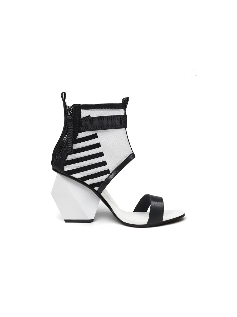 Notepad Mesh Upper White Leather Sandals