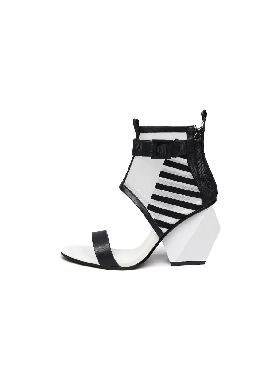 Notepad Mesh Upper White Leather Sandals