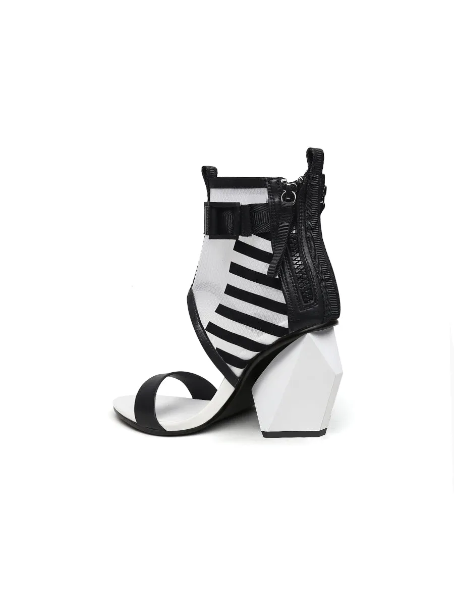 Notepad Mesh Upper White Leather Sandals