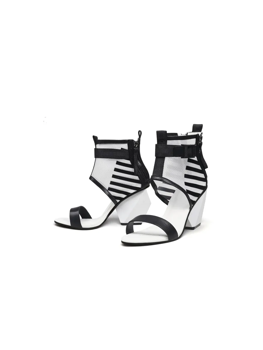 Notepad Mesh Upper White Leather Sandals