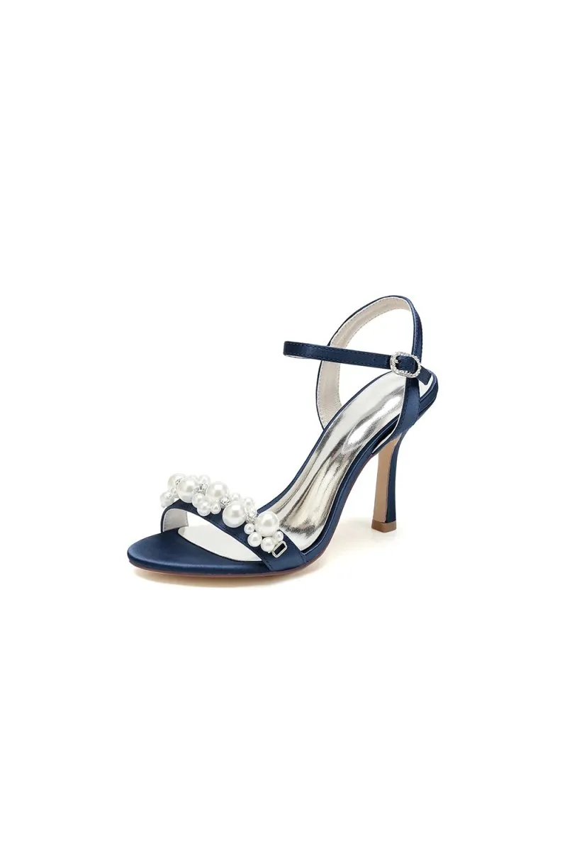 Open Toe Pearl Stiletto Heels