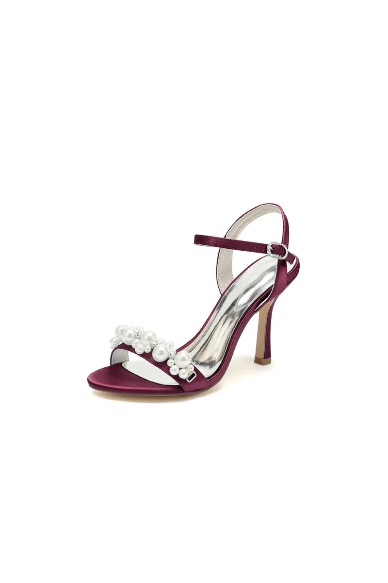 Open Toe Pearl Stiletto Heels