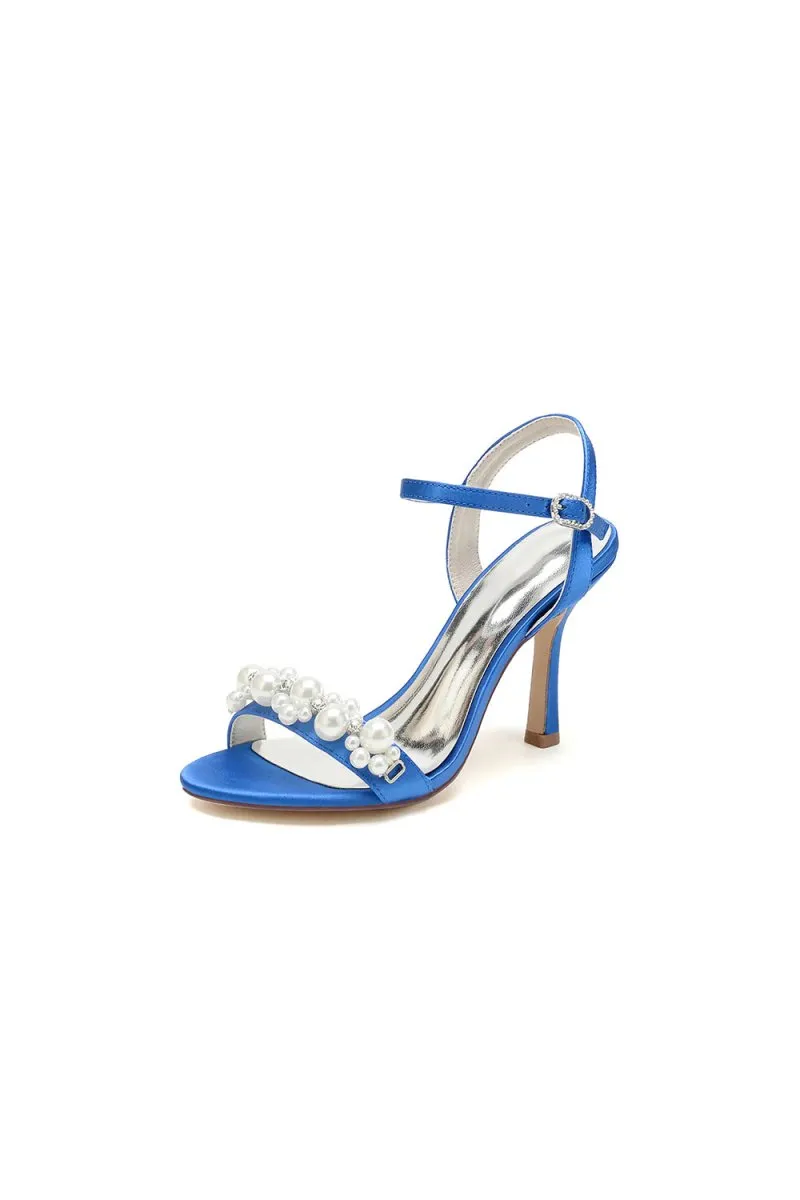 Open Toe Pearl Stiletto Heels