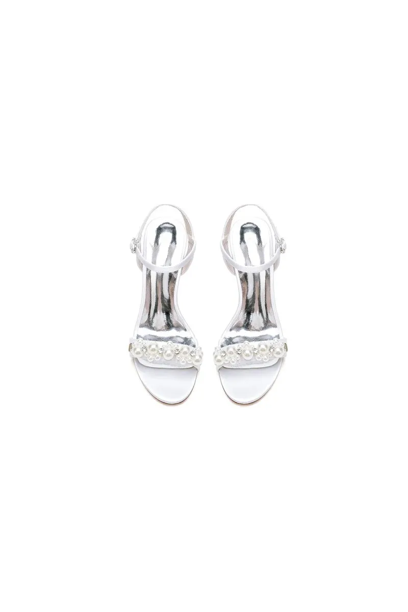 Open Toe Pearl Stiletto Heels