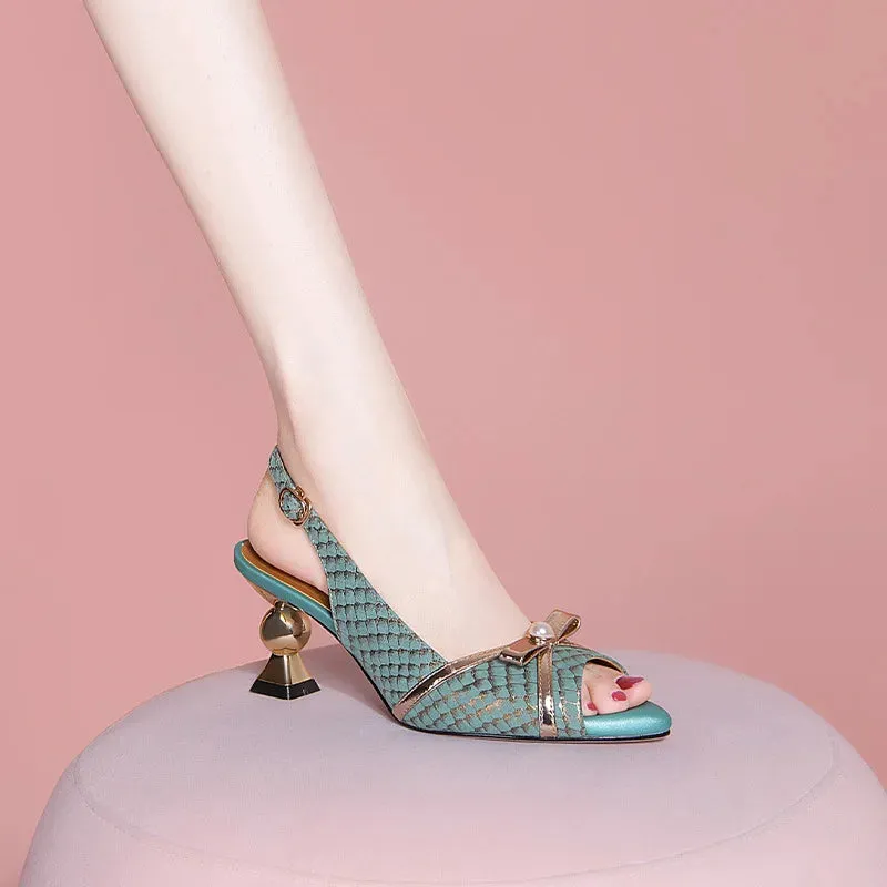 Open-toe Women's Sandals Fashion Women Summer Slingback High Heel Shoes Slip on Ladies Elegant Dress Shoes Chaussure Femme