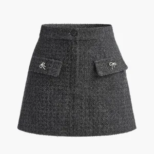 Orabelle™ | Metal Bow Denim Mini Skirt